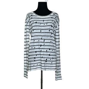 IRO white black linen stripes long sleeves distressed shirt size XS